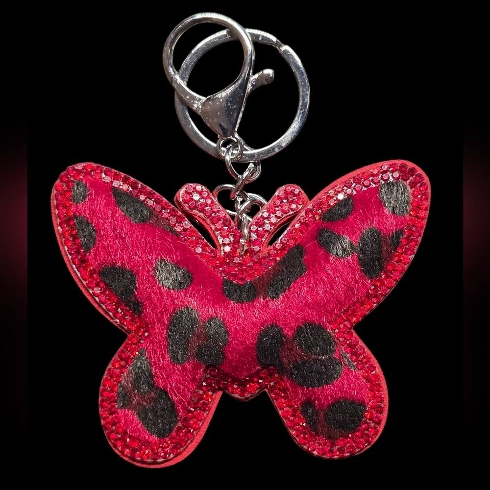 Red and Black Butterfly Bag Charm Keychain